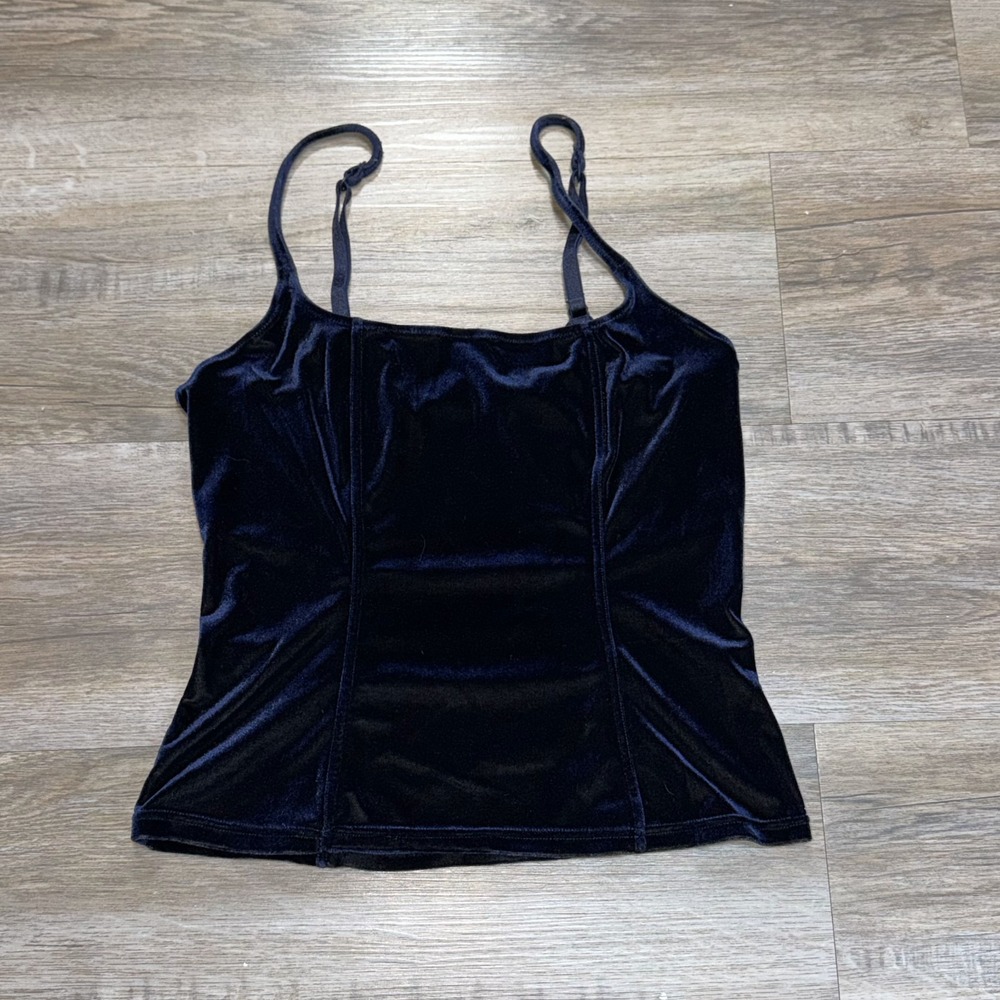Victorias Secret Camisole Top Women Small Blue Velvet Adjustable Spaghetti Strap